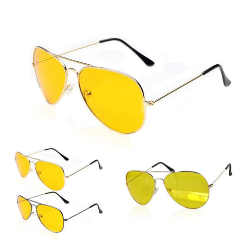 UV400 HD Night Vision Sun Glasses Yellow Driving View Sunglasses Alloy Metal eyeglasses