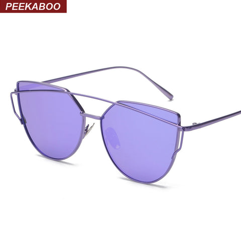 Vintage sunglasses men women pink mirror metal frame cat eye sunglasses women UV400 gafas de sol