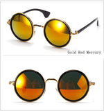 Vintage Steampunk Round Sunglasses Women Metal Mercury Reflective Circle Sunglass Retro Points Men Brand Sun Glasses 5201