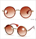 Vintage Steampunk Round Sunglasses Women Metal Mercury Reflective Circle Sunglass Retro Points Men Brand Sun Glasses 5201