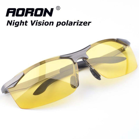 Polarized Sunglasses Night Vision Goggles men's car Driving Glasses Anti-glare Silver/Black Alloy Frame glasses