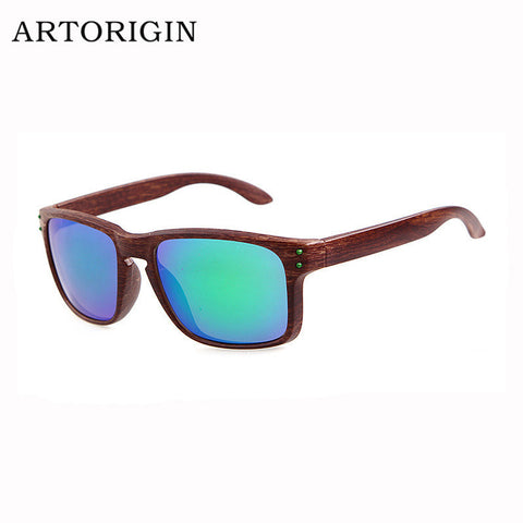 Fashionable Wood Sunglasses Men Reflective Sports Sun Glasses Outdoors Square Gafas De Sol