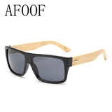 AFOOF Bamboo Sunglasses Men Sun glasses Brand Women Mirror Original Masculino