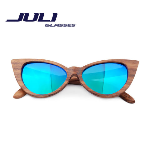 Vintage revo polarized Wood sunglasses cat eye hand made Sea sunglass women W3034B