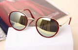 Vintage Round Sunglasses For Men, Women Wire Metal Frames Flash Mirrored Lenses Sun Glasses Points Shades 3475