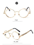 TOTAL Gothic Sunglasses Men Steampunk Round Metal Frame Sun Glasses Pink Mirror Brand UV400