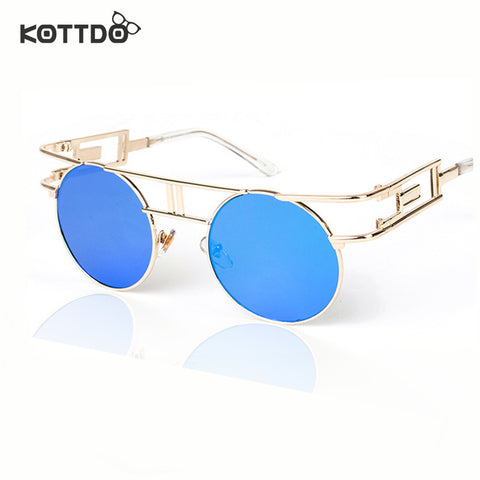 Retro Round Metal Frame Sunglasses Steam Punk Vintage Hip Hop Versae women Men masculino