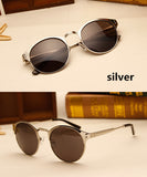 Ultra-textured metal retro round frame sunglasses face-lift color reflective sunglass Couple models