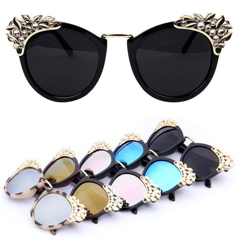 Women Sunglasses Jewelry Flower Rhinestone Decoration Sun glasses Vintage Shades gafas de sol Z1