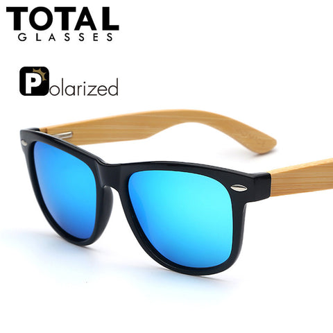 Totalglasses Vintage Rivet Flash Mirror Bamboo Sun glasses Men's Polarized Lens Retro Sunglasses Women Gafas Bamboo