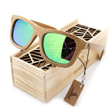 100% Natural Bamboo Wooden Sunglasses Handmade Polarized Mirror Coating Lenses With Box