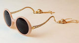 Pendant Tassels Metal Brand Sunglasses Women Round Retro Glasses  G098