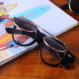 Classic Steampunk Goth Glasses Goggles Round Flip Up Sunglasses Retro Vintage Trend Round Eyeglass