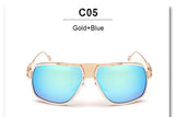Oversized Men Sunglasses Brand Flat Top Sun Glasses 18 K Gold Square Victory Five Style