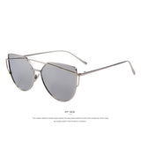 MERRY'S Women Cat Eye Sunglasses Classic Brand Twin-Beams Sunglasses Coating Mirror Flat Panel Lens S'7882