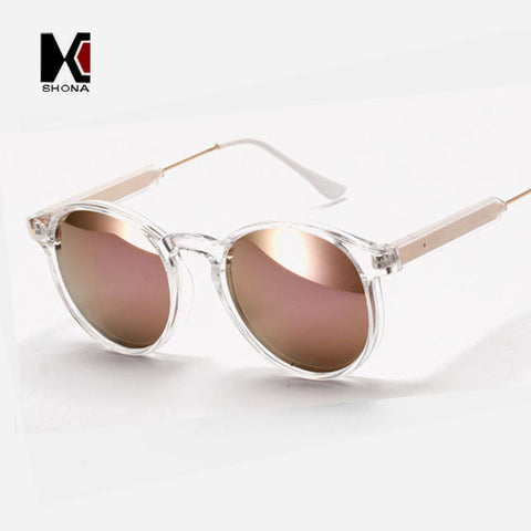 Strong Round Sunglasses Brand Women Keyhole Sun Glasses Transparent Frame Men Mirror Lens Coating Gafas UV400