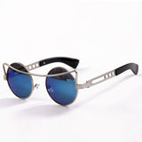 Women & men reflecting round sun glasses Sun Glasses metal frame Sunglasses vintage n389