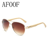 AFOOF Bamboo Sunglasses Brand Men Women Coating Sun glasses UV400 Goggle