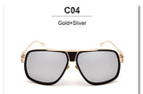 Oversized Men Sunglasses Brand Flat Top Sun Glasses 18 K Gold Square Victory Five Style
