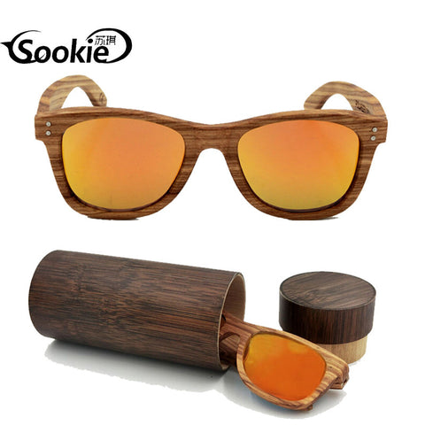 Zebra Wood Sunglasses With Box Handmade Men Fashionable Wooden Glasses Sport Mirror Polarized