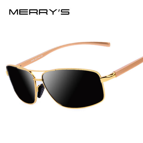 Men Polarized Sunglasses Aluminum Alloy Classic Brand Men Sunglasses Gold Frame Original Package