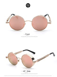 TOTAL Gothic Sunglasses Men Steampunk Round Metal Frame Sun Glasses Pink Mirror Brand UV400