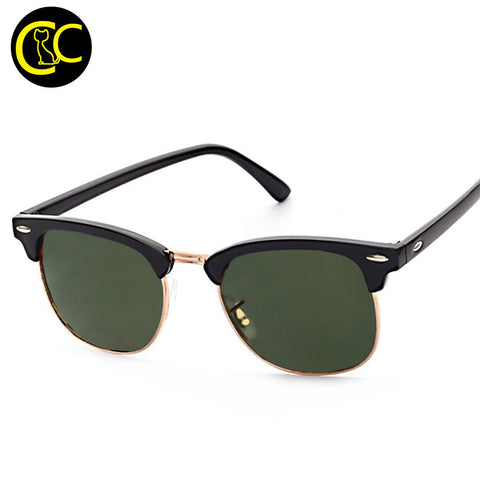 Classic Polarized Men Sunglasses Brand Women Vintage Rivet Semi-Rimless Design Mirror G15 Coating Sun glasses CC0481