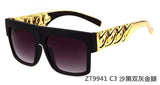 GOOD WIN Kim Kardashian Beyonce Celebrities Style Flat Top oculo retro Sunglasses Men Women Glasses Gold Chain Twisted Riskier