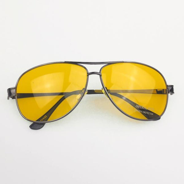 Yellow HD Night Vision Driving Anti Glare Glasses sun glass gun Metal Frame men women sunglasses