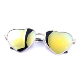 Heart Shaped Sunglasses Women Metal Reflective Lens Sun Glasses Men Sports Mirror