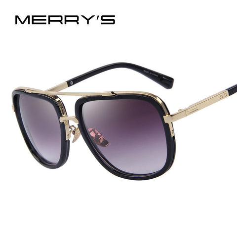 MERRY'S Men Sunglasses Classic Women Brand Metal Square Sun glasses UV400