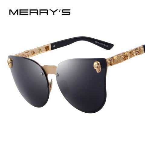 MERRY'S Women Gothic Sunglasses Men Skull Frame Metal Temple Sunglasses UV400
