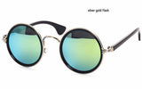 Vintage Steampunk Round Sunglasses Women Metal Mercury Reflective Circle Sunglass Retro Points Men Brand Sun Glasses 5201